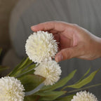 VIERENA 6 Pcs Faux Silk Pompon Mum Artificial Flowers for Vase -27", Bulk Fake Chrysanth Branches with Stems for DIY Bouquet Centerpieces Wedding Fillers Arrangements Shower Decorations (Cream)