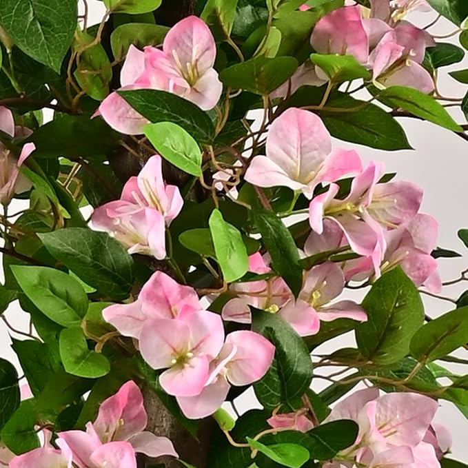 Artificial Bougainvillea Tree -5FT Faux Bougainvillea Tree with Realistic Flowers, Tall Fake Flower Tree for Indoor or Outdoor Decor, Silk Floral Plant for Living Room, Porch, Garden (Pink/White)