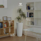 Worth 2 Pack 28" Tall Narrow Metal Planter with Inside Pot for Indoors or Outdoors, Deck, Patio or Front Porch, Hand-Hammered Texture, White