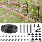 360° Automatic Drip Irrigation Kit - 5/16'' Tubing, Adjustable Universal Spray Nozzle, Copper Atomizing System for Garden/Lawn/Greenhouse - Multi-Directional Rotation, Quick Connectors, 33FT