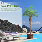 7ft Tall Artificial Phoenix Palm Tree for Outdoor Indoor Decor, Large Faux Coconut Silk Palm Tree Tropical Fake Tree Perfect for Outside Patio Poolside Home Office Decor (Set of 2)