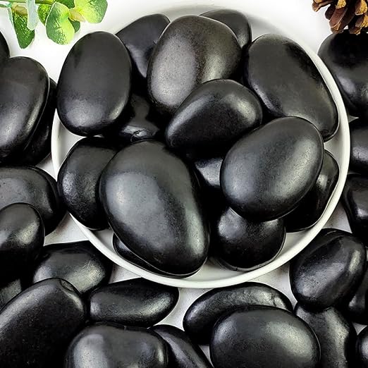 YISZM 10lbs Black Pebbles for Plants, 2-3 Inch High Polished Natural Large River Rocks for Landscaping, Decorative Stones Vase Filler Fish Tank Aquariums Garden Outdoor and Indoor DIY