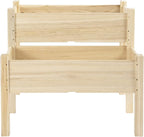 Outsunny 34"x34"x28" Raised Garden Bed, 2-Tier Elevated Wood Planter Box for Backyard, Patio to Grow Vegetables, Herbs, and Flowers, Natural