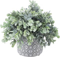 MyGift Artificial Eucalyptus Plant in Modern Gray Concrete Pots with Geometric Embossed Pattern (1, Grey)