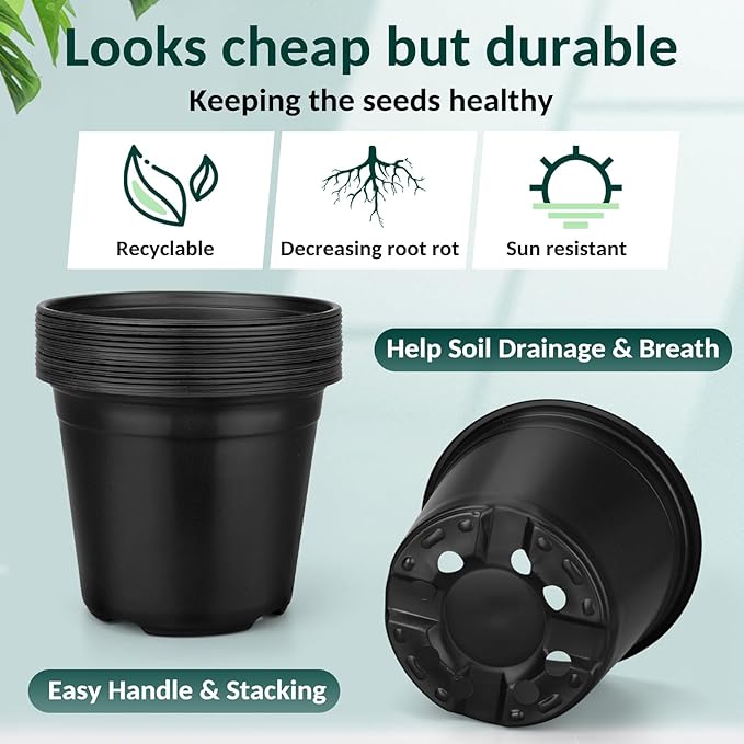 80 Pcs Small Plastic Palnt Pot, 3 Inch Nursery Pots with Drainage, Seedlings Starter Pots for Plants, Great for Herbs, Cuttings, and Starter Plants (80 pcs，3 inch)