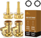 Twinkle Star Brass Hose Nozzle 4 Pack, Jet Nozzle High Pressure Hose Nozzle with Leakproof Shut off Valve, Upgraded Valve Handle, 3/4” GHT Nozzles for Garden Hose, Car Wash, Extra 2 Rubber Washers