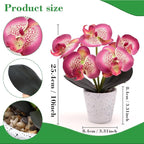 Artificial Orchid Flower Potted Plants Realistic Purple Faux Phalaenopsis Flowers in Pot Flower Arrangements Living Room Wedding Party Decor
