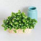 PASYOU Artificial Shrubs, Plastic Plants Fake Bean Shrub Bushes Grass Greenery Leaves Bush Indoor Outdoor Home Garden Party Verandah Wedding DIY Table Arrangement Decoration Planter Filler 8 Pack