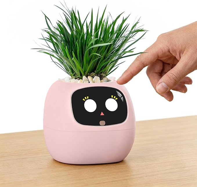 PLANTSIO Ivy Interactive AI Desk Companion, Smart Plant Pet with 100+ Expressions, Cute Indoor Planter for Office Decor, Unique Gift for Plant Lovers & Coworkers(Blush)