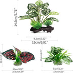 Moonorange Reptile Artificial Plants, Terrarium Plants Decorations Supplies, Aquarium Fish Tank Plant, Amphibian Habitat Hideout Tank Accessories(M Set-4pcs/B)