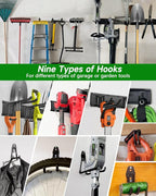 PIYILO Garden Tool Organizer 48 in with 18 Garage Hooks, Heavy Duty Garage Wall Hooks for Hanging Ladder, Bike, Tool Storage Rack for Yard Tools, Shovel, Shed (23 Pack)