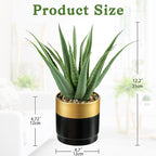 Briful Succulents Artificial Plants Realistic Agave Plant, Gold Black Metal Pot, Farmhouse Aloe Vera Fake Plants for Home Office Desk Bathroom Shelf Decorations