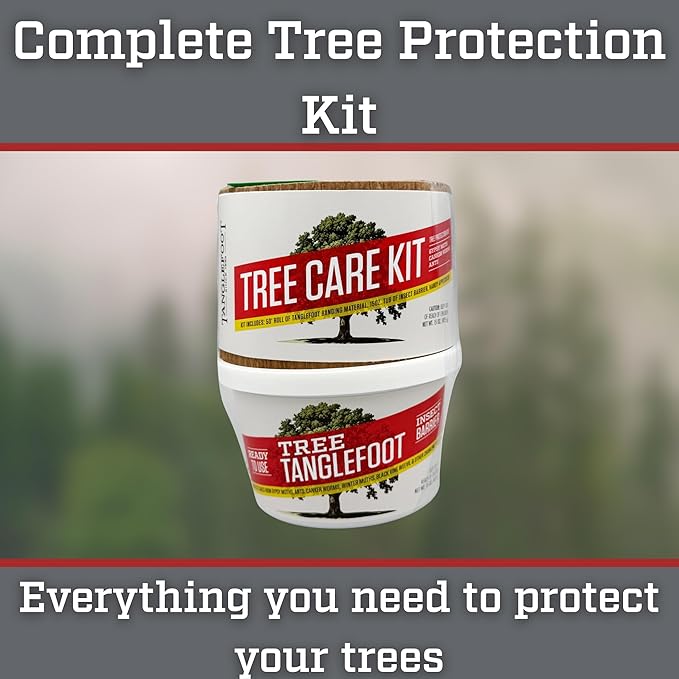 Tanglefoot Tree Care Kit – Sticky Tree Wrap & Applicator | Non-Toxic Outdoor Barrier for Crawling Insects | Includes 15oz Tree Tanglefoot, 3" x50' Tree Wrap & Applicator Tool