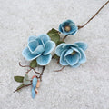 Big Magnolia Artificial Silk Flower Long Branch Living Room Home Wedding Decor Arrangement Autumn White Orchid Fake Plant,Blue
