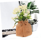 Cabilock Artificial Phalaenopsis Orchid Vase Faux Orchid Flowers Bonsai Creative Bag Potted Fake Flower Decor for Living Room Kitchen Bedroom Wedding Office Table Centerpiece