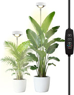 yadoker Plant Grow Light, LED Growing Light Full Spectrum for Indoor Plants,White Magnifying Glass Plant Lights,Height Adjustable, Automatic Timer, 5V Low Safe Voltage,Idea for Large
