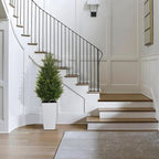 4FT Tall Artificial Cedar Topiary Tree with Compact Pyramidal Shape, Realistic Faux Cypress in Square White Pot with Fillable Water Bag, Outdoor Evergreen for Front Porch Garden Home Decor