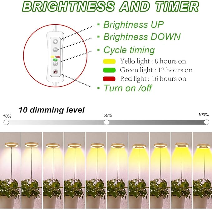 yadoker Plant Grow Light, LED Growing Light Full Spectrum for Indoor Plants,Height Adjustable, Automatic Timer, 5V Low Safe Voltage,Idea for Small Plant Light