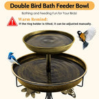 Daoeny Bird Bath for Outside, 42In Vintage Freestanding Birdbaths for Outdoors, Double Metal Bird Bath Feeder Bowls for Garden Patio Yard Lawn Decor, Upgraded 5-Pronged Base (Antique Golden)