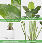Artificial Bird of Paradise Plant 4Ft Tall Fake Tropical Palm Tree Large Fake Plants with 9 Silk Banana Leaves Faux Plant Indoor Decor Trees with White Pot for Home Bedroom Living Room Office（2pcs）