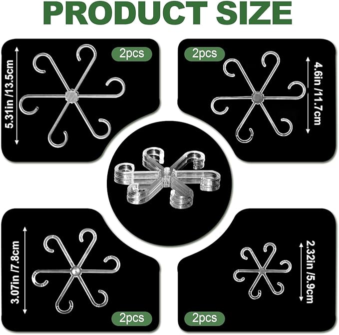 8 Pack Upgraded Plant Stem Support, Clear Plant Support for Indoor Plants, Monstera Plant Support, Reusable Plant Stabilizer, 4 Sizes Included Plant Accessories