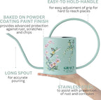 Watering Can for Indoor House Plants & Spray Water Mist Bottle - Cute Decorative Metal Gardening Small Water Can for Houseplants & Flowers with Long Spout - 1.5L 51floz 0.4 Gallon (Hummingbird Sage)