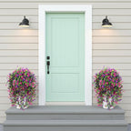 CEWOR 4pcs Artificial Hanging Plants for Outdoor, Fake Flowers Faux Silk Daisy with Eucalyptus, UV Resistant Realistic Faux Flower Greenery for Outside Indoor Home Porch Patio Decor, Purple
