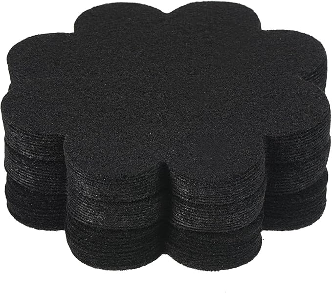 PATIKIL 4 Inch Plant Pot Hole Pad, 30 Pack Non-Woven Fabric Flower Shape Bonsai Bottom Soil Mat, Black