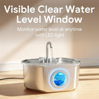 Cat Water Fountain Stainless Steel: 109oz/3.2L Cat Fountain for Drinking - Pet Water Fountain Inside - Automatic Dog Watering Dispenser Bowl - Pet Feeding & Watering Supplies - Water Level Window