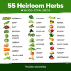 HOME GROWN 70 Variety Vegetable & Herb Seeds 32,000+ USA Non-GMO Heirloom Survival Seeds Garden Kit for Spring, Fall, Winter Indoor & Outdoor Planting Starter Set for Home Gardeners & Preppers