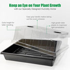 RooTrimmer 4-Pack Seed Starter Trays with 5'' Tall Humidity Domes – Reusable Plant Germination Kit for Microgreens, Herbs & Indoor Gardening | Clear Vented Lids, Fast Seedling Growth & Durable Design