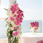 6 PCS Artificial Orchid Stems 33.5" Tall 9 Large Petals Fake Fuchsia Phalaenopsis Flower Arrangements for Home Wedding Living Room Table Centerpiece Office Table Decor Fuchsia