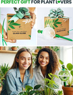 3pcs 16 Oz Plant Watering Globes for Indoor Plants with Metal Self Watering Planter Insert - Premium XL Glass Hand-Blown Globes - Automatic Plant Waterer Indoor, Gift Idea for Gardeners [3 Globes]