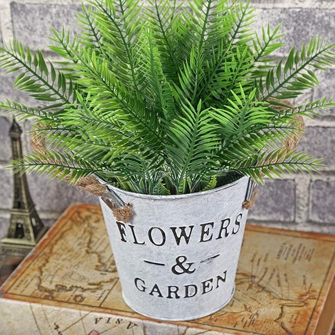 CATTREE Artificial Shrubs, Plastic Plants Bamboo Grass Fake Green Bushes Greenery Décor for Wedding Indoor Outdoor Home Garden Verandah Office Table Centerpieces Arrangements Decoration 4 Pcs