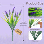 22 Pcs Artificial Outdoor Flowers UV Resistant Lavender Fake Greenery Plants Grass with Purple Flowers for Pot Decor for Window Garden Patio Hanging Planter Pathway Front Porch (22, Purple)