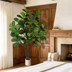 Fiddle Leaf Fig Tree 8ft - Extra Large Faux Fiddle Leaf Fig Tree with White Planter- Fig Tree with 108 Fiddle Leaves, Realistic Fiddle Leaf Fig Tree Artificial Indoor for Home Office Decor