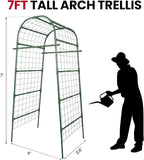 Garden Arch Trellis for Climbing Plants Outdoor, 7 Ft Tall Cucumber Trellis for Raised Bed, Metal Archway Arbor Trellis Support for Vegetables Beans Squash Peas Grape Vines Flowers