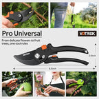 VOTREK® Pruning Shears for Gardening, [Patented Stepless Handle Opening] - Bonsai Scissor with Ultra-Sharp SK5 Steel for Weak Hand, Universal Fit for All Hand Sizes, Effortlessly Cuts 1-Inch Branches