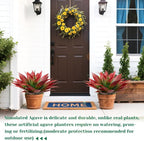 2 Pack Artificial Fall Agave Plants 28 Inch Large Size Faux Succulent Stems Outdoor Decorating Realistic UV Resistant Tropical Plant Plantas Artificiales Decorativas Grandes - 29 Leaves, Red