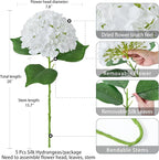 ZYTUYO 5 Pcs Pure White Silk Hydrangeas Artificial Flower Boho Dried Touch 20'' Faux Hydrangeas for Indoor Home Decor Kitchen Living Room Outdoor Porch Wedding Flower Arrangement