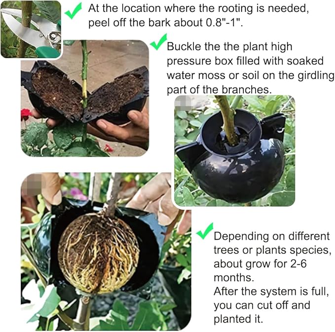 MIIIM 9 PCS Air Layering Propagation Kit, Reusable Half Clear Grafting Ball, Air Layering Pods Clear, Plant Rooting Ball for Fast Propagation (S+M+L)