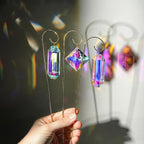 Kanpura 7 Pieces Crystal Prisms Suncatchers with 13.7 ’’ Small Trellis for Mini Potted Plants Garden Accessories Indoor Fairy Plant Suncatchers Gift for Plant Lovers (AB)