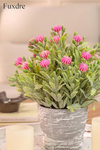 2 Pack Small Desk Plants, Artificial Bathroom Plants Decor with Flower in Vintage Melamine Pots, Faux Plants Indoor for Shelf Decor in Home Office, and Spring Decor (Fuchsia)