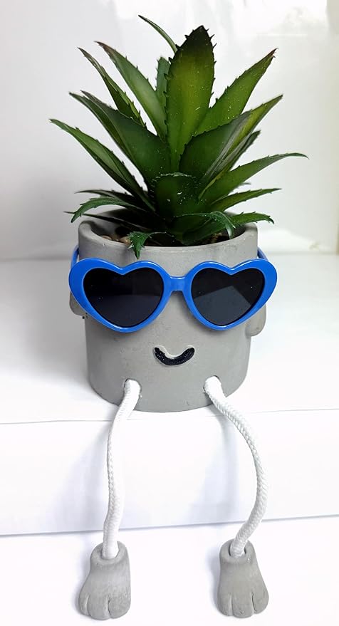 Zen Home Cute Fake Plants for Shelf - Mini Succulent Plants - Small Artificial Plants for Shelf Decor - Desk Plants for Office - Small Faux Plant - Cute Fake Plants for Home, Office, Class (Shy Kid)
