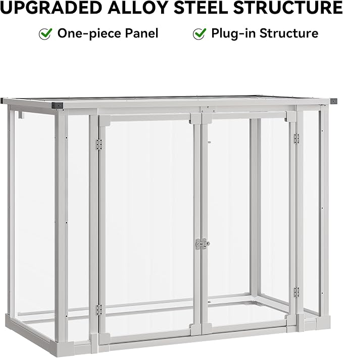 DWVO 41 Cu.ft Horizontal Resin Storage Shed, All Weather Outdoor Garden Shed 4.7x2.5 FT with Hydraulic Struts, 3 Locks, Lockable to Floor for Garden Tools, Trash Cans, Gray