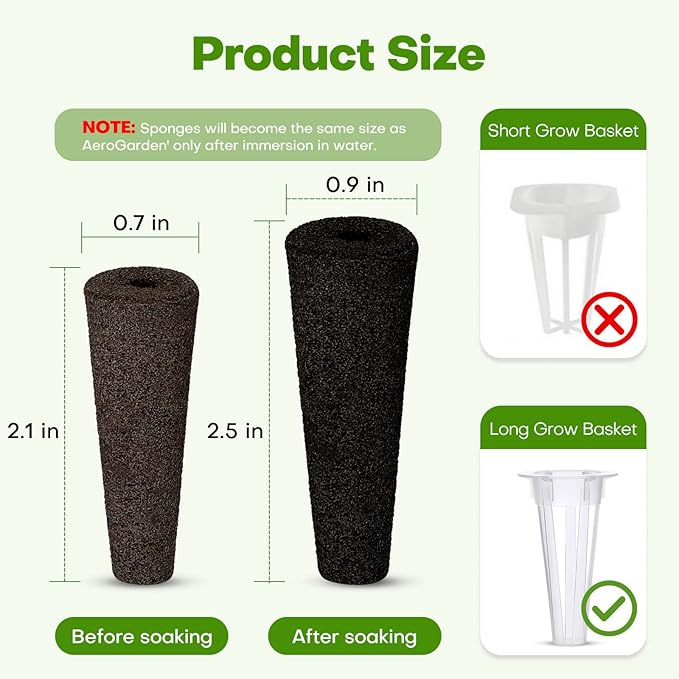 Ahopegarden 120 Pcs Seed Pod Kit for Aerogarden, Highly Breathable Hydroponics Replacement Pods Compatible with Most Indoor Hydroponic Systems,120 Grow Sponges & 120 Pod Labels