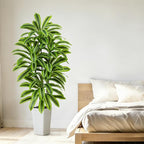 Artificial Yellow Dracaena Tree - 5FT Tall Fake Plants with White Tall Planter - Artificial Plants Indoor Floor Plant in Pot - Large Tropical Fake Yucca Potted Tree for Home Office Living Room Decor