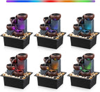 Tabletop Fountain 4 Level Small Waterfall Fountain Indoor Relaxing Water Feature Meditation Fountain for Home Office Bedroom Decoration Including LED Lighting Natural Rocks as Festival Gifts