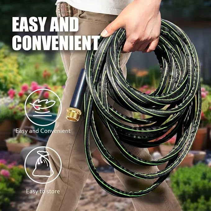 Garden Hose 50FT – Lightweight Water Hose 3/4”, Flexible Hose with 10 Sprayer, Burst-Resistant, Anti-Kink for Outdoor Use, Watering(Green)