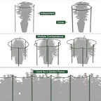 FEED GARDEN 6 Pack Plant Support Stakes, Peony Cages and Supports, Metal Garden Plant Stake(10" Wide x 16" High) Green Half Round Plant Support Rings for Outdoor Indoor Plants, Tomato, Hydrangea